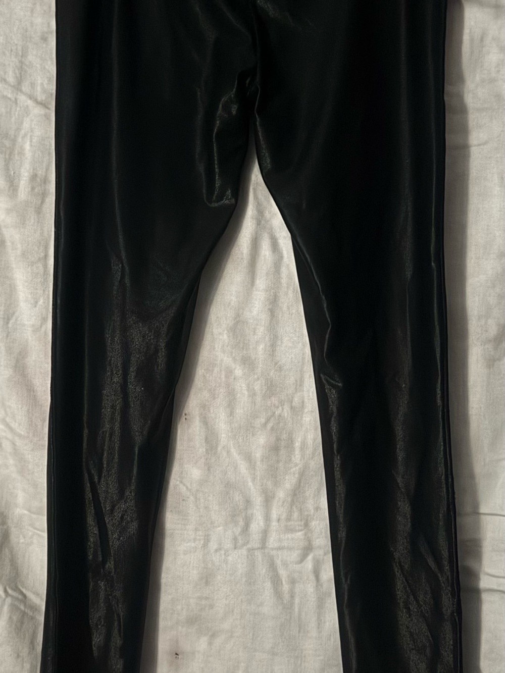 Black Faux Leather Look High Shine Leggings Pants Size Medium